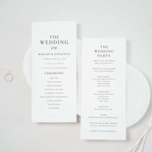 Modern Minimal Classic Wedding Program Card