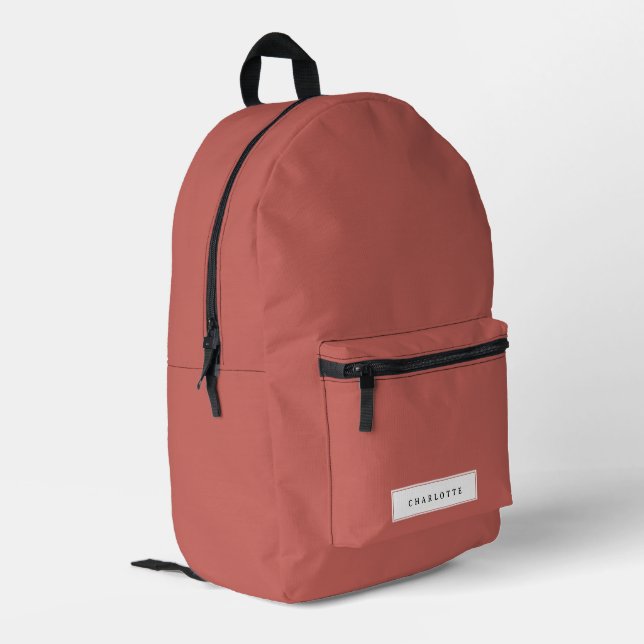 Modern Minimal Clay Solid Colour Custom Name Printed Backpack (Back Corner Left)