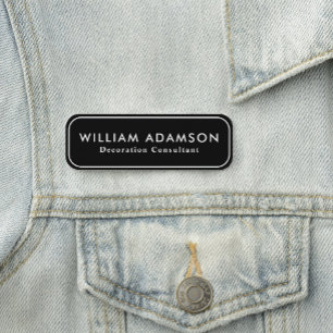 Modern Minimal Clean Black Professional Business Name Tag