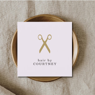 Modern Minimal Clean Faux Gold Hair Stylist Square Business Card