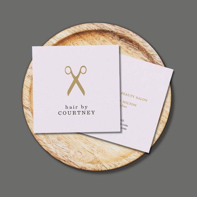 Modern Minimal Clean Faux Gold Hair Stylist Square Business Card (Creator Uploaded)