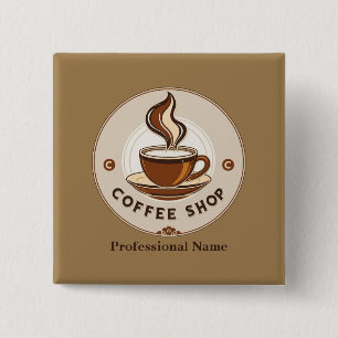 Modern Minimal Coffee Shop professional  shop 15 Cm Square Badge