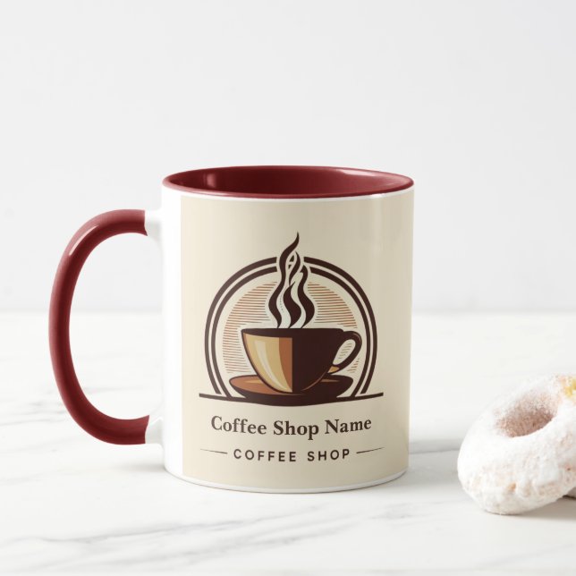 Modern Minimal Coffee Shop professional  shop Mug (With Donut)