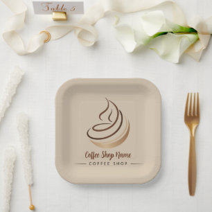 Modern Minimal Coffee Shop professional shop Paper Plate