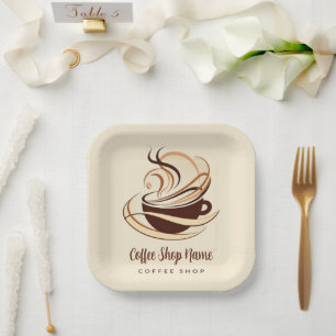 Modern Minimal Coffee Shop professional  shop Paper Plate