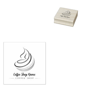 Modern Minimal Coffee Shop professional shop Rubber Stamp