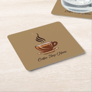 Modern Minimal Coffee Shop professional shop Square Paper Coaster