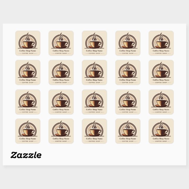 Modern Minimal Coffee Shop professional  shop Square Sticker (Sheet)