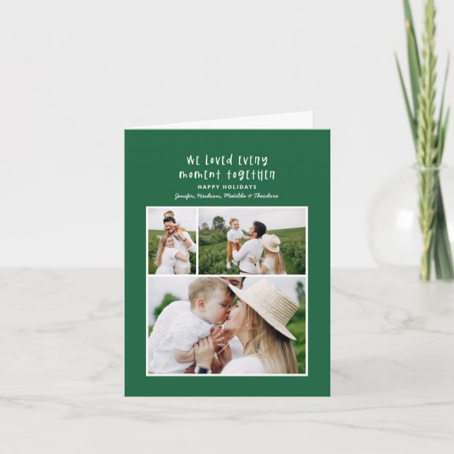 Modern minimal colorful family Christmas photo Holiday Card (Front)