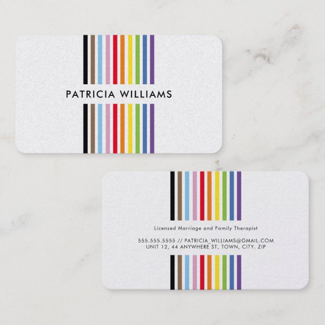 MODERN MINIMAL colorful stripe rainbow pride LGBTQ Business Card (Front/Back)