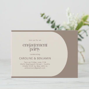 Modern Minimal Colour Block Brown Engagement Party Invitation