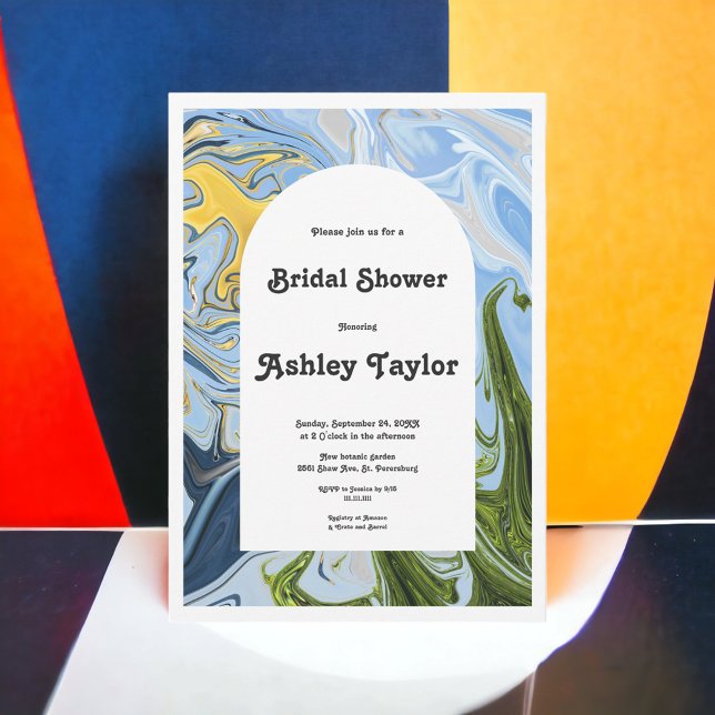 Modern Minimal Colourful Abstract Bridal Shower Invitation (Creator Uploaded)