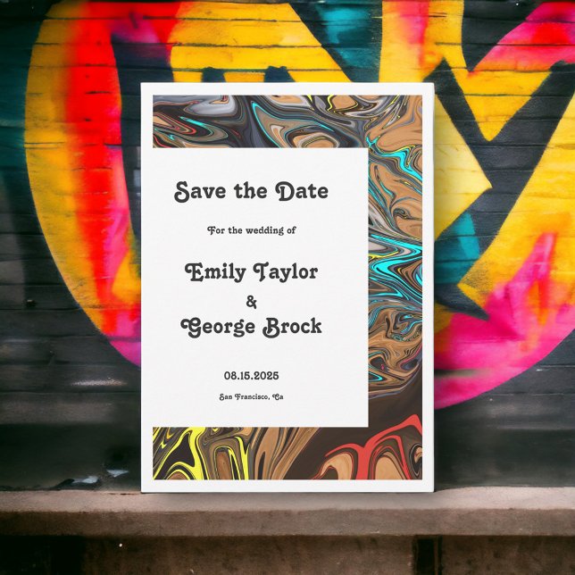 Modern Minimal Colourful Artistic Abstract Wedding Save The Date (Creator Uploaded)