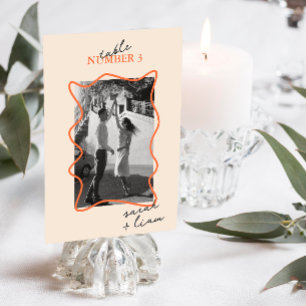 Modern Minimal Colourful Beige Table Number Card