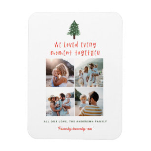 modern minimal colourful family christmas photo magnet