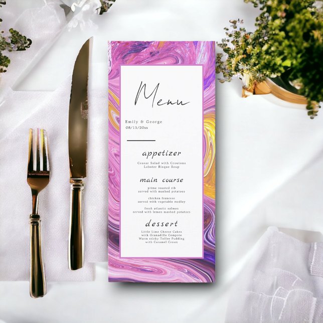 Modern Minimal Colourful Galaxy Abstract Wedding Menu (Creator Uploaded)