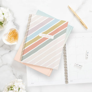 Modern Minimal Colourful Rainbow Stripes Name Planner