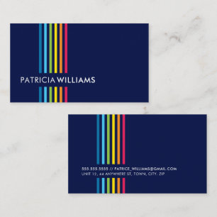 MODERN MINIMAL colourful simple rainbow stripe nav Business Card