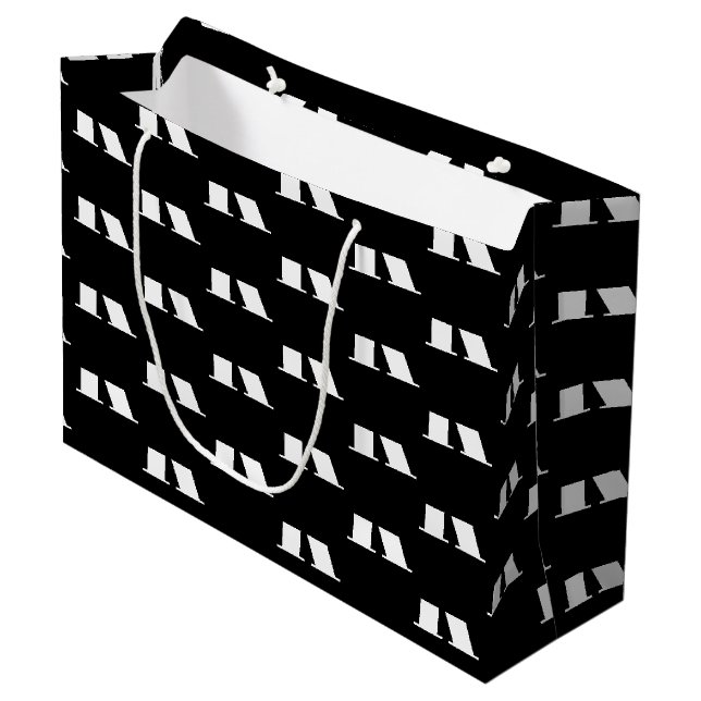 Modern Minimal Company Monogram Business Black Large Gift Bag (Front Angled)