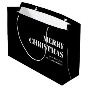 Modern Minimal Contemporary Merry Christmas Large Gift Bag