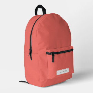 Modern Minimal Coral Solid Colour Custom Name Printed Backpack