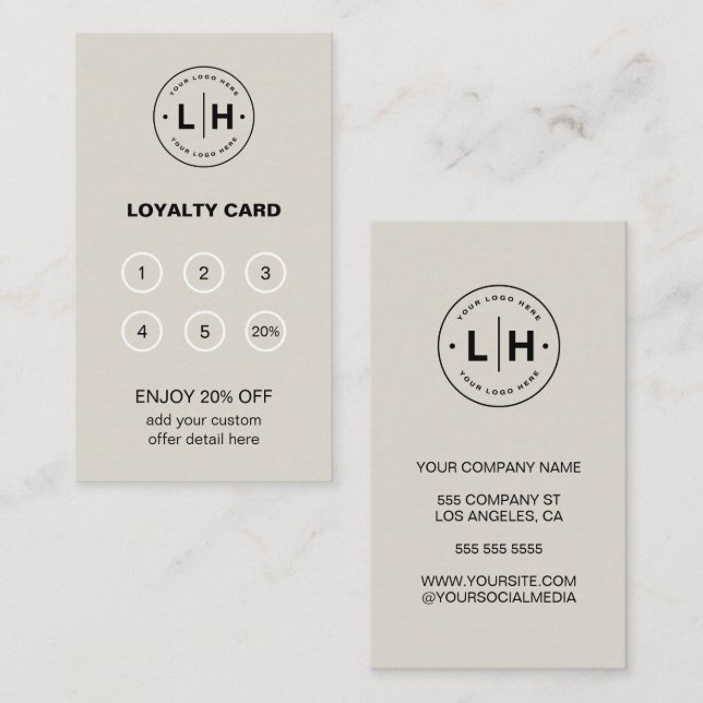 Modern Minimal Corporate Business Loyalty Card (Front/Back)