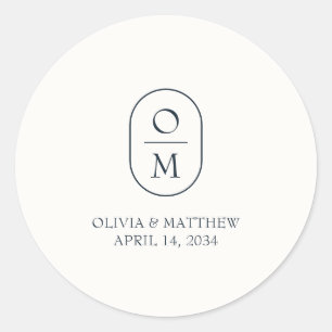 Modern Minimal Couple Monogram Wedding Sticker