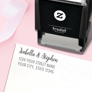 Modern Minimal Couple Wedding Return Address  Self-inking Stamp