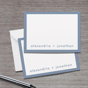 Modern Minimal Couple's Thank You Note Dusty Blue Card