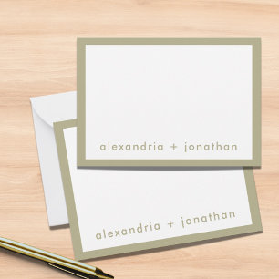 Modern Minimal Couples Thank You Note Sage Green Card