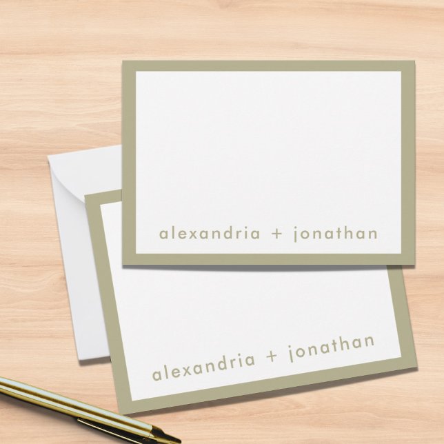 Modern Minimal Couples Thank You Note Sage Green Card (Creator Uploaded)