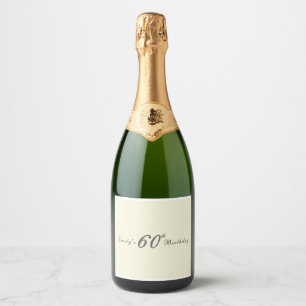 Modern Minimal Cream 60th Birthday Sparkling Wine Label