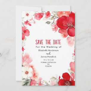Modern Minimal Crimson Red Digital Wedding Invitation