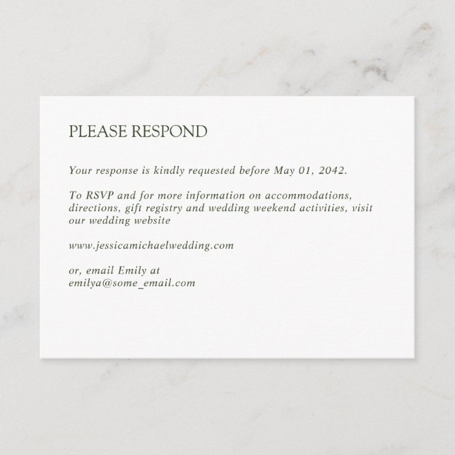 Modern Minimal Crisp White Wedding RSVP Card (Front)