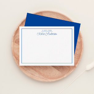 Modern Minimal Cursive Script Blue Note Card
