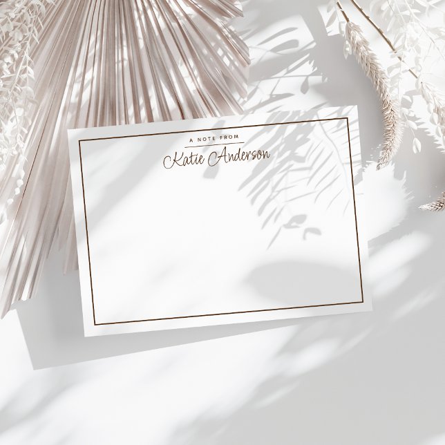 Modern Minimal Cursive Script Brown Note Card (Creator Uploaded)