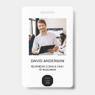 Modern Minimal Custom Employee Photo Logo ID Badge
