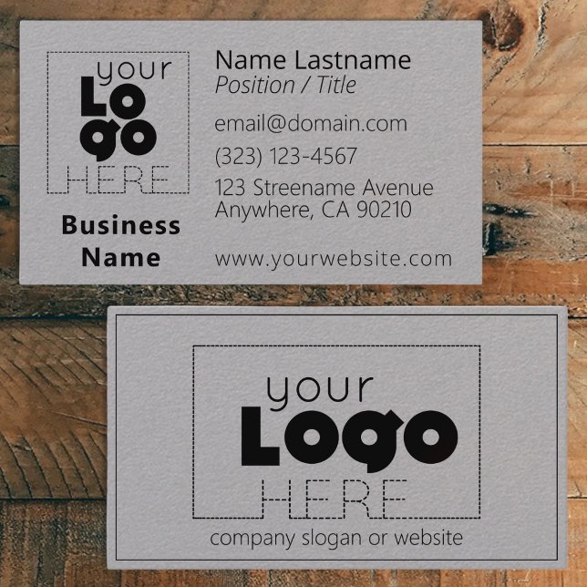 Modern Minimal Custom Logo Grey Business Cards (Creator Uploaded)