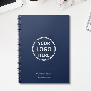 Modern Minimal Custom Logo Navy Blue Notebook