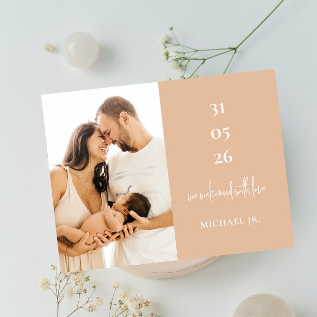 Modern Minimal Custom Photo Birth Announcement Postcard (Creator Uploaded)