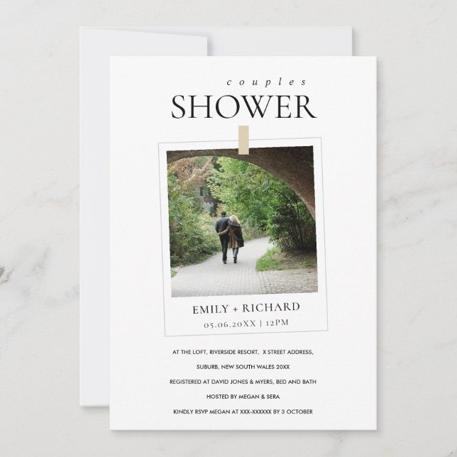 MODERN MINIMAL CUSTOM PHOTO COUPLES SHOWER INVITE (Front)