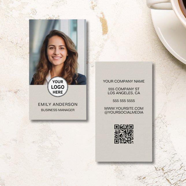 Modern Minimal Custom Photo Logo QR Business Card (Modern Minimal Custom Photo Logo QR Business Card)