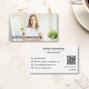 Modern Minimal Custom Photo Professional White Business Card