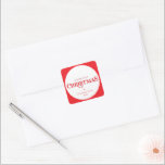 MODERN minimal cute festive red merriest christmas Square Sticker<br><div class="desc">by kat massard >>> https://linktr.ee/simplysweetpaperie <<<
A cute,  personalised tag just perfect for favour tags for your Christmas wrapping</div>