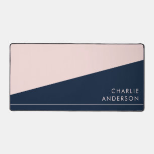 Modern minimal dark blue and pink custom name desk mat
