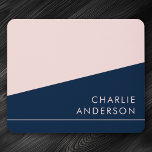 Modern minimal dark blue and pink custom name mouse pad<br><div class="desc">Modern minimal dark blue and pink mouse pad with your custom name aligned to the right. Fonts and colours can be customised with the design tool.</div>