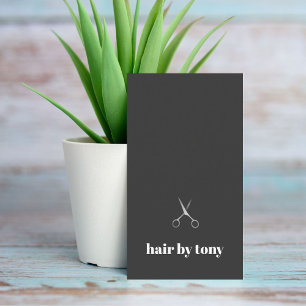 Modern Minimal Dark Grey Faux Silver Hairstylist Business Card