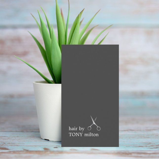 Modern Minimal Dark Grey Faux Silver Hairstylist Business Card (Creator Uploaded)