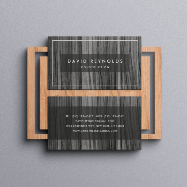 MODERN & MINIMAL DARK WOOD - CONSTRUCTION BUSINESS BUSINESS CARD (Creator Uploaded)
