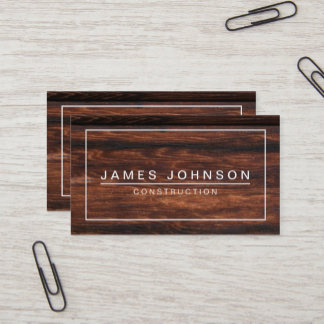 MODERN & MINIMAL DARK WOOD - CONSTRUCTION BUSINESS CARD